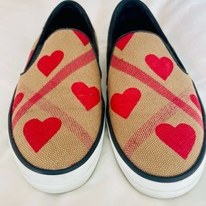 Burberry Check & Heart Print Slip On Sneakers